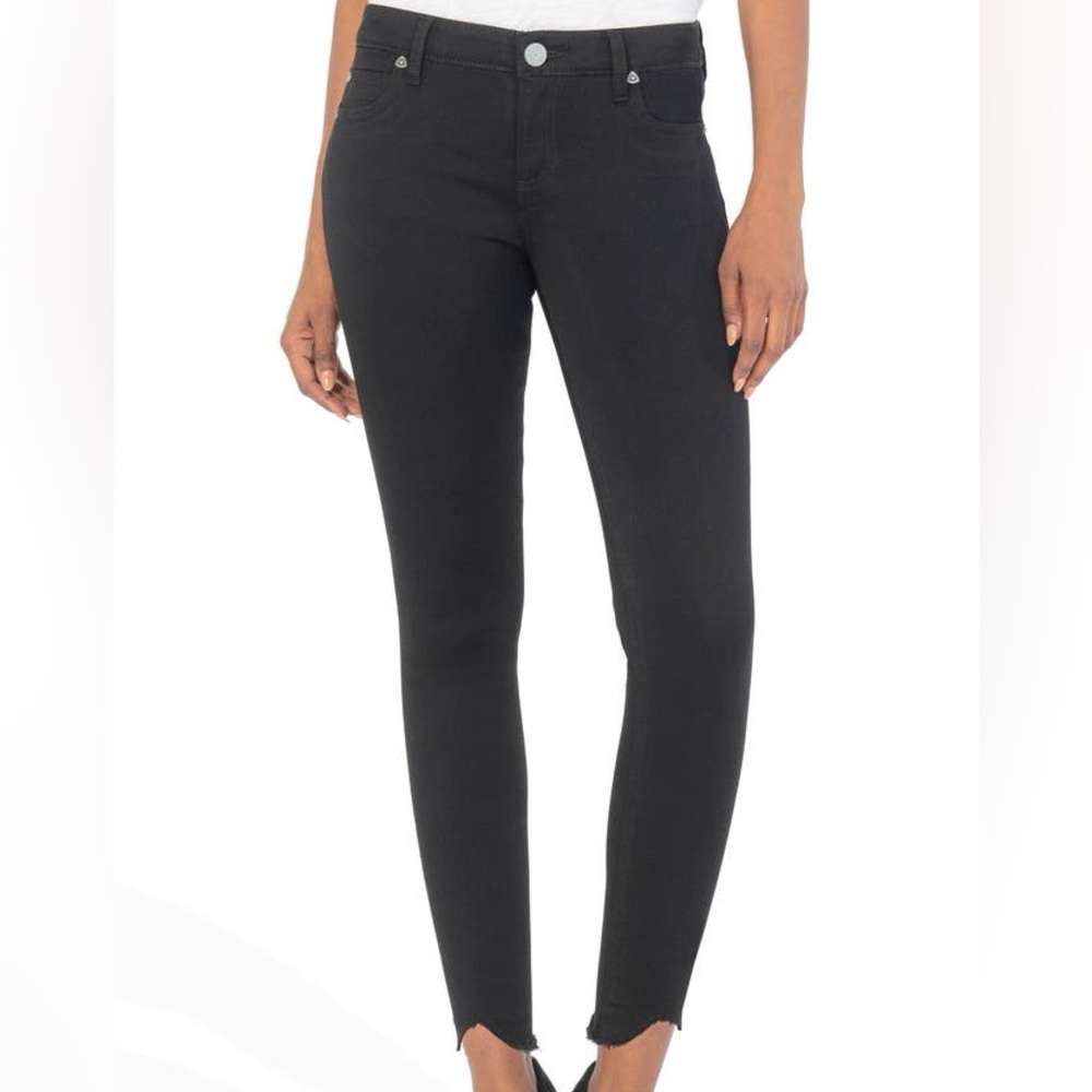 Kut from the Kloth Black Carlo Ankle Skinny‎ High Rise Raw Hem Denim Jeans